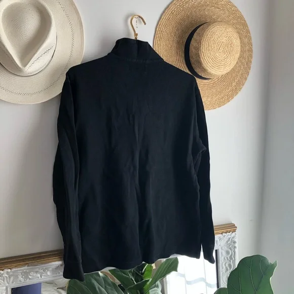 Y2k Vintage Polo Ralph Lauren oversized black pullover half zip sweater top - Picture 2 of 5
